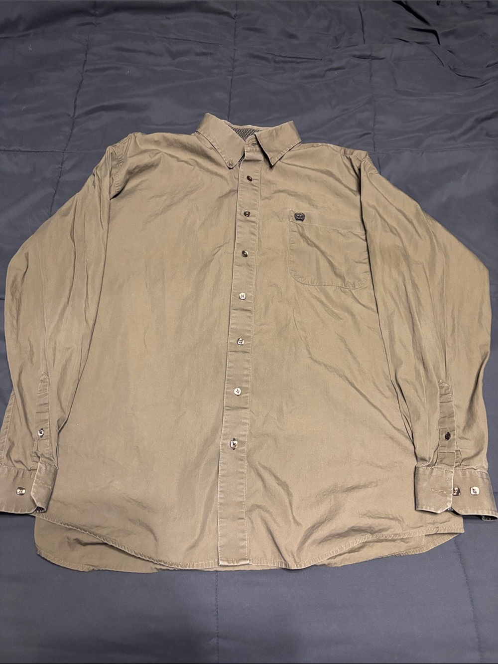 Cinch Olive Button-Down Long Sleeve Shirt